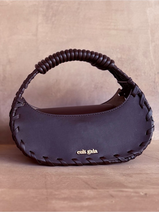 cult gaia Handbags - cult gaia Aiko Dark Brown Braided-Handle Mini Bag
